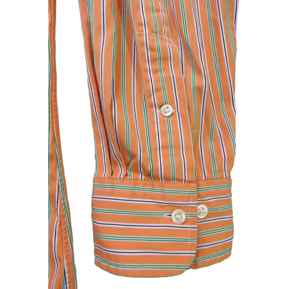 VTG Polo Ralph Lauren Regent Custom Fit Dress Shirt Cotton Men 16.5 34/35 Orange